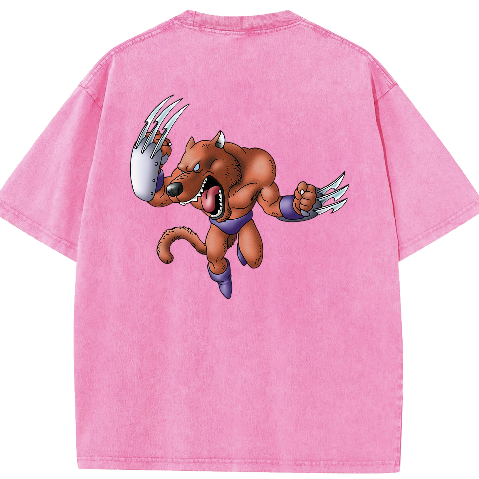 （画像用） ドラゴンクエスト Doragon Kuesuto Dragon Quest 綿100% ヴィンテージ風 半袖Tシャツ（背面プリント）